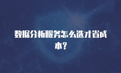 数据分析服务怎么选才省成本？
