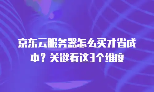 京东云服务器怎么买才省成本？关键看这3个维度