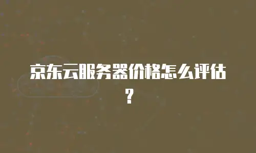 京东云服务器价格怎么评估？