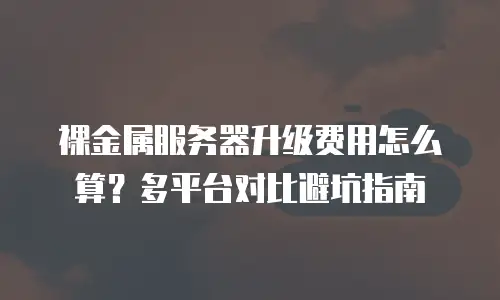 裸金属服务器升级费用怎么算？多平台对比避坑指南