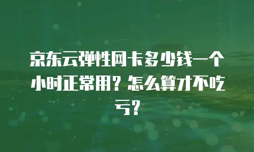 京东云弹性网卡多少钱一个小时正常用？怎么算才不吃亏？