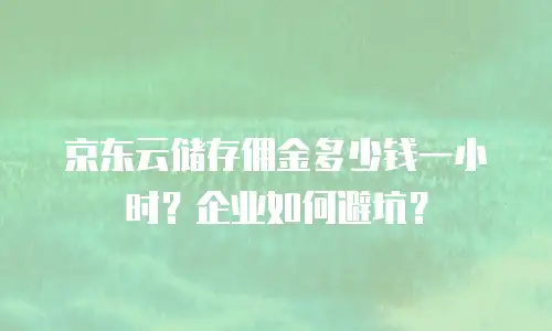 京东云储存佣金多少钱一小时？企业如何避坑？