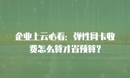 企业上云必看：弹性网卡收费怎么算才省预算？