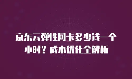 京东云弹性网卡多少钱一个小时？成本优化全解析