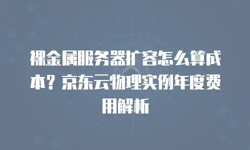 裸金属服务器扩容怎么算成本？京东云物理实例年度费用解析
