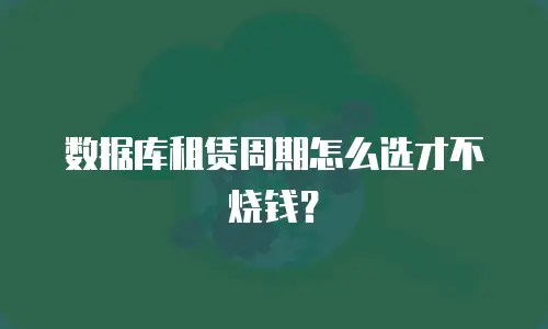 数据库租赁周期怎么选才不烧钱？
