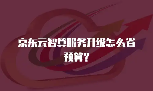 京东云智算服务升级怎么省预算？