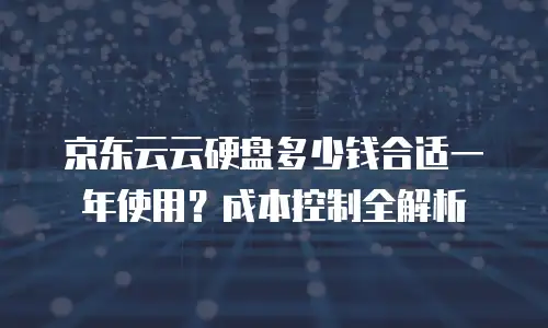 京东云云硬盘多少钱合适一年使用？成本控制全解析