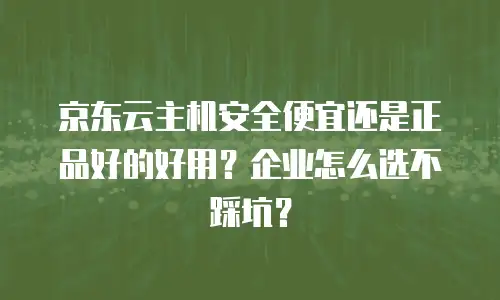 京东云主机安全便宜还是正品好的好用？企业怎么选不踩坑？