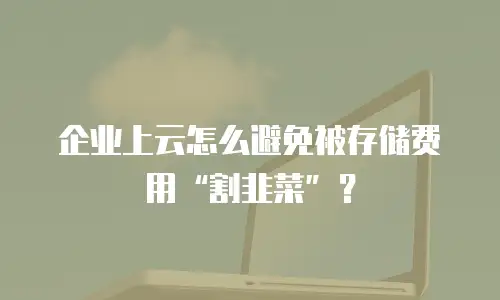 企业上云怎么避免被存储费用“割韭菜”？