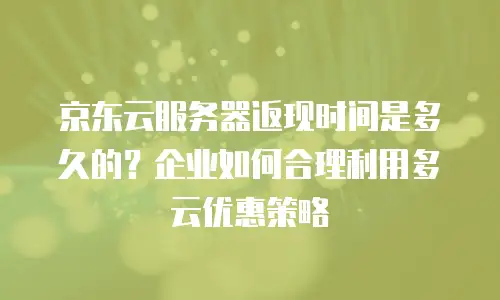 京东云服务器返现时间是多久的？企业如何合理利用多云优惠策略