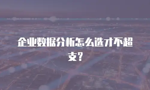 企业数据分析怎么选才不超支？