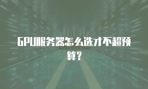 GPU服务器怎么选才不超预算？