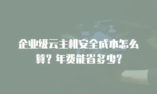 企业级云主机安全成本怎么算？年费能省多少？