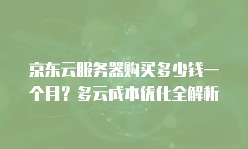 京东云服务器购买多少钱一个月？多云成本优化全解析