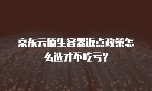 京东云原生容器返点政策怎么选才不吃亏？