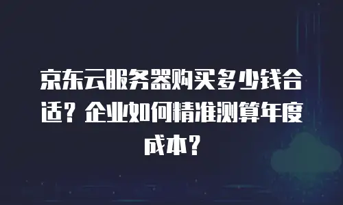 京东云服务器购买多少钱合适？企业如何精准测算年度成本？