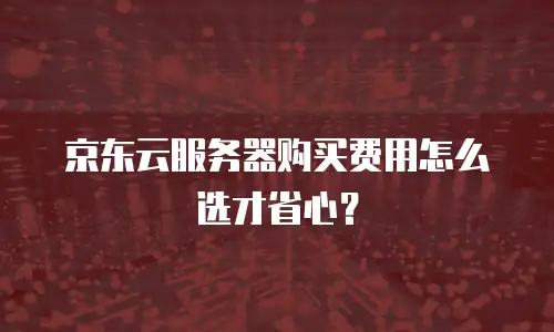 京东云服务器购买费用怎么选才省心？