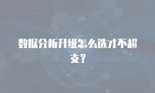 数据分析升级怎么选才不超支？