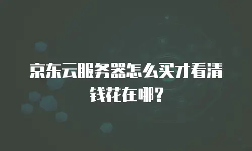 京东云服务器怎么买才看清钱花在哪？