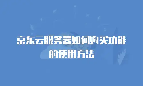 京东云服务器如何购买功能的使用方法