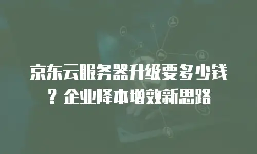 京东云服务器升级要多少钱？企业降本增效新思路