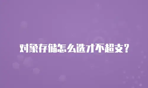 对象存储怎么选才不超支？