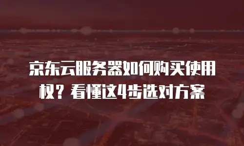 京东云服务器如何购买使用权？看懂这4步选对方案