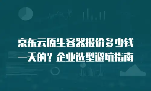 京东云原生容器报价多少钱一天的？企业选型避坑指南