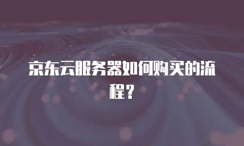 京东云服务器如何购买的流程？