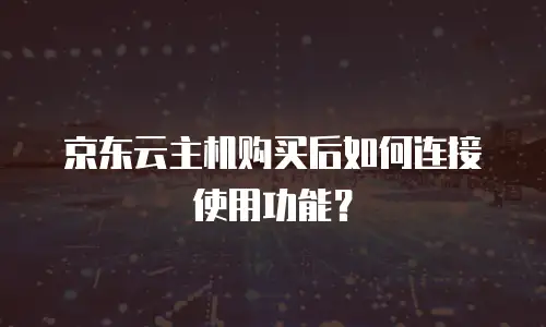 京东云主机购买后如何连接使用功能？
