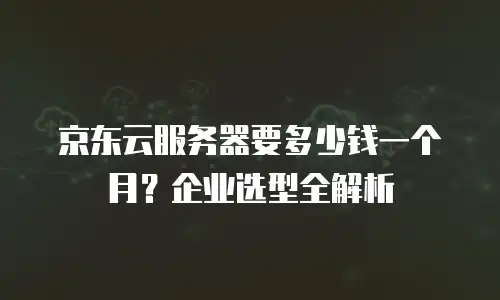 京东云服务器要多少钱一个月？企业选型全解析