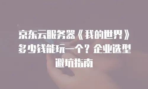 京东云服务器《我的世界》多少钱能玩一个？企业选型避坑指南