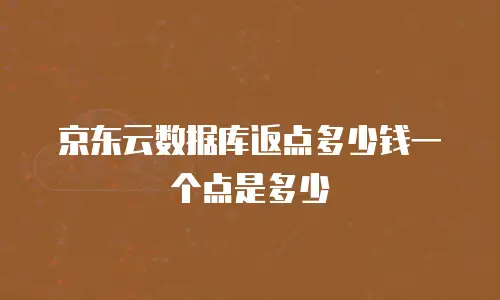 京东云数据库返点多少钱一个点是多少