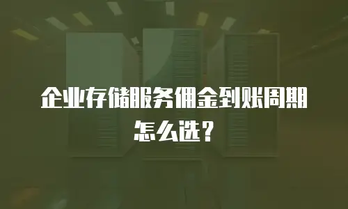 企业存储服务佣金到账周期怎么选？