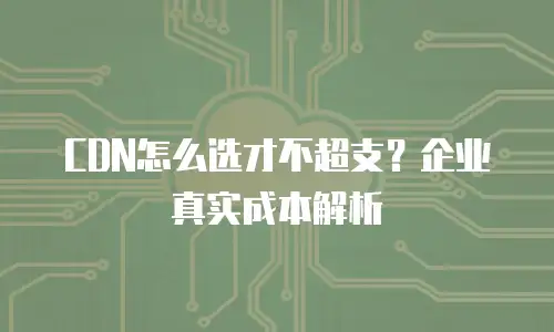 CDN怎么选才不超支？企业真实成本解析
