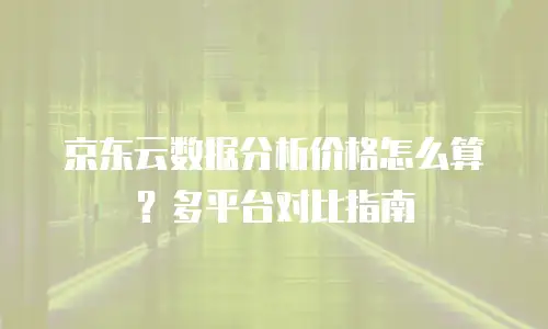京东云数据分析价格怎么算？多平台对比指南