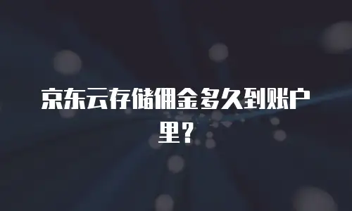 京东云存储佣金多久到账户里？