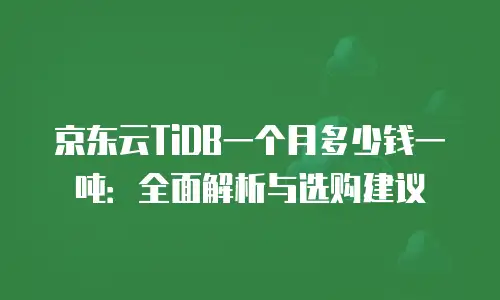 京东云TiDB一个月多少钱一吨：全面解析与选购建议