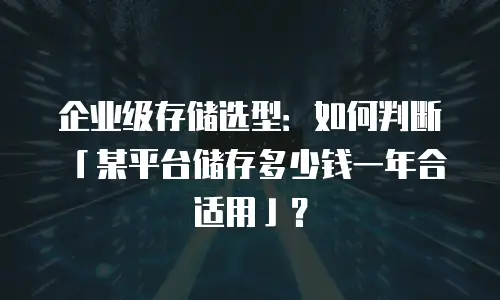 企业级存储选型：如何判断「某平台储存多少钱一年合适用」？