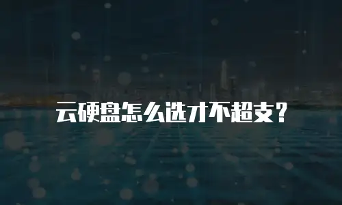 云硬盘怎么选才不超支？