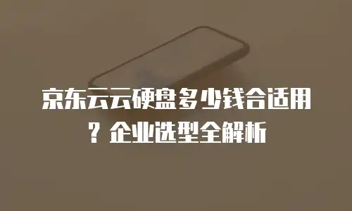 京东云云硬盘多少钱合适用？企业选型全解析
