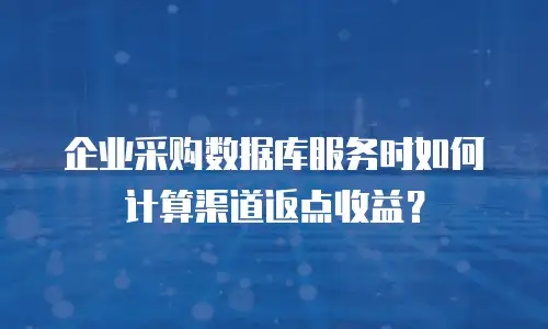 企业采购数据库服务时如何计算渠道返点收益？