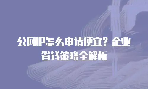 公网IP怎么申请便宜？企业省钱策略全解析