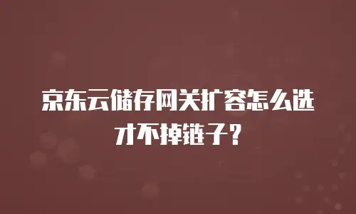 京东云储存网关扩容怎么选才不掉链子？