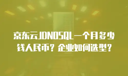 京东云JDNOSQL一个月多少钱人民币？企业如何选型？