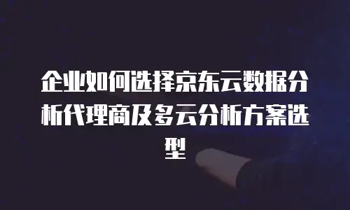 企业如何选择京东云数据分析代理商及多云分析方案选型