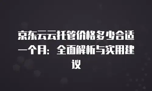 京东云云托管价格多少合适一个月：全面解析与实用建议