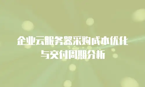 企业云服务器采购成本优化与交付周期分析