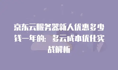 京东云服务器新人优惠多少钱一年的：多云成本优化实战解析